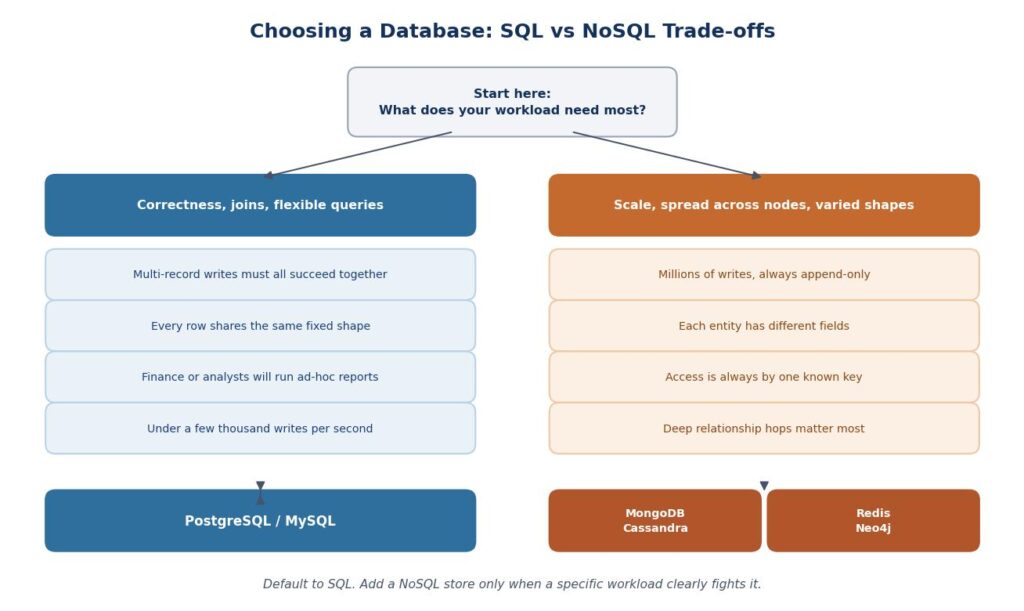sql vs nosql decision map